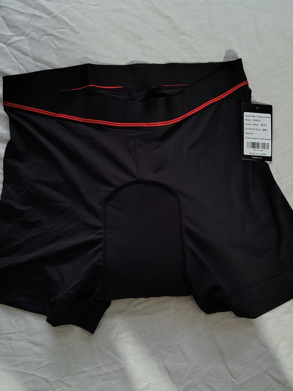 Men's 2xl Black Cycling Boxer Shorts with Red Trim
